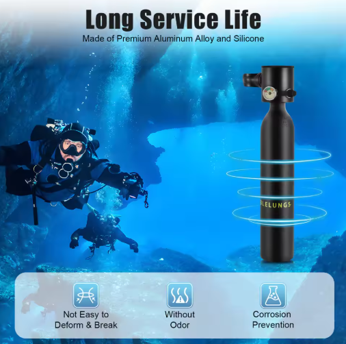 0.5L Mini Scuba Tank – Draagbare Duiktank voor Onderwaterademhaling tot 10 Minuten
