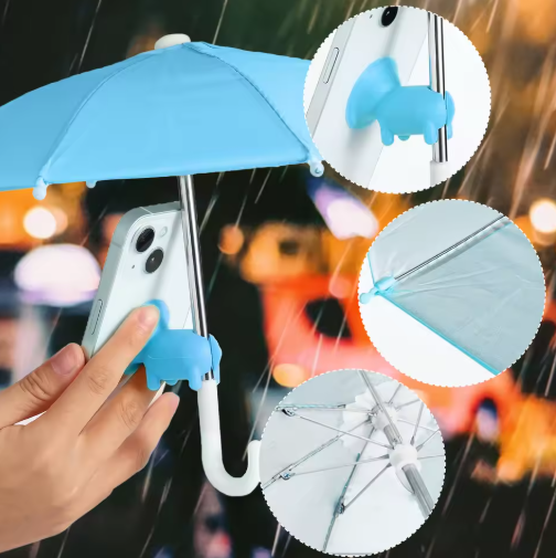 Mini Paraplu Telefoonhouder – Creatieve Waterdichte Standaard voor Smartphone & Outdoor Gebruik